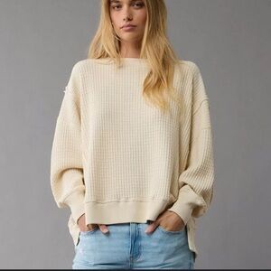 American Eagle Big Hug Waffle Crewneck Sweater